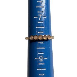 Goldtone Ring Clear Cabochons Size 8